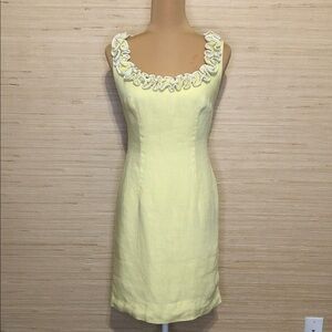 Vintage The Anne Fogarty Room Chic Yellow Ruffle Neckline Mini Dress